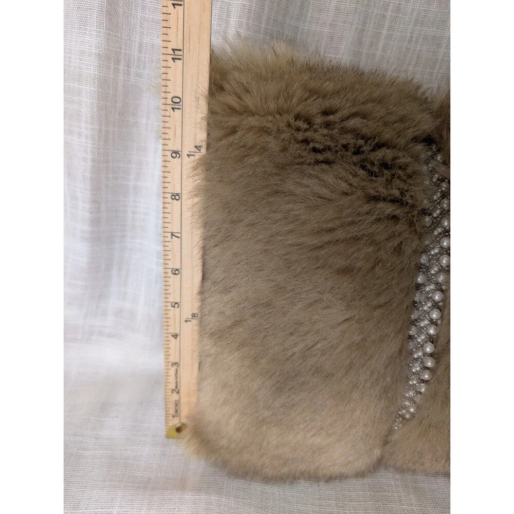 Pier 1 Imports Faux Fur with Faux Pearls Throw Pillow Rectangle Lumbar 11 x 19